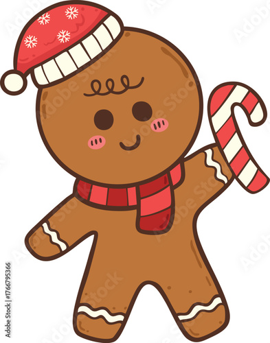 Gingerbread christmas cookie illustration cartoon hand drawn