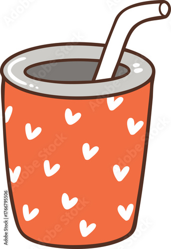 Mug with decorative hearts cartoon doodle hand drawn
