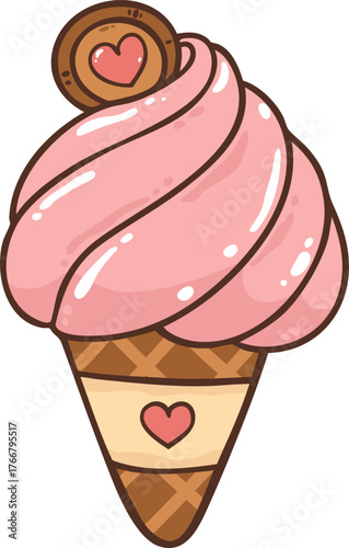 Ice cream cartoon doodle hand drawn