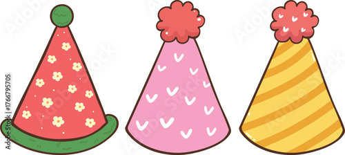 party hat cartoon doodle hand drawn