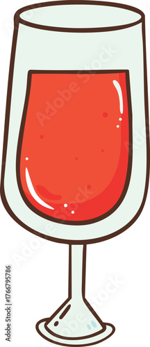 Red wine cartoon doodle hand drawn