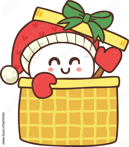 Christmas gnome with snowman cartoon hand drawn