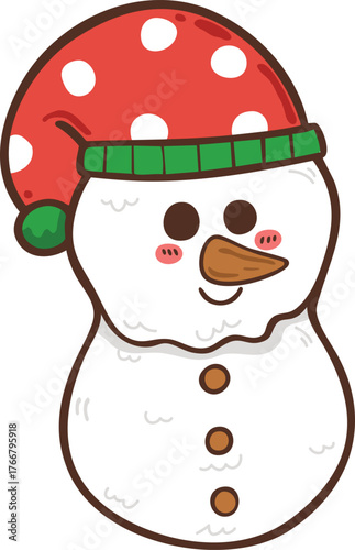 Christmas gnome with snowman cartoon hand drawn