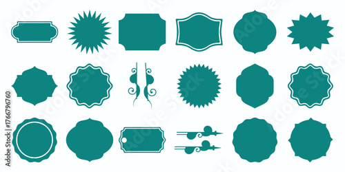 Collection of Decorative Teal Shapes and Labels for Design