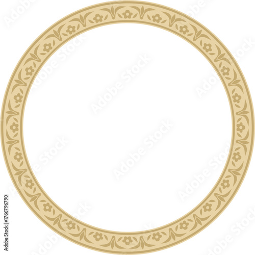 4063Vector gold round turkish ornament. Endless Ottoman national border, frame, ring.