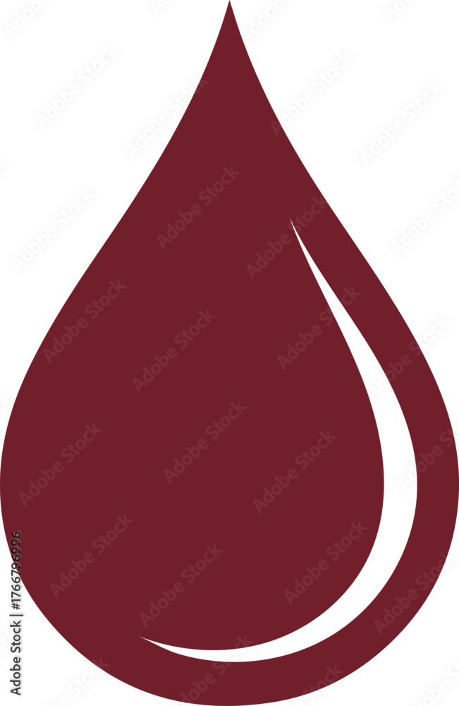Fototapeta premium A single dark red blood drop icon with a highlight on a white background symbolizing health and donation