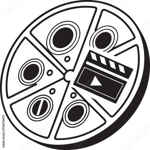 Creative round film reel vector illustration showing classic movie design concept, perfect for cinema and entertainment projects
