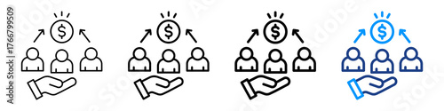 Earning Per Share Icon Different Style Outline Collection Set.