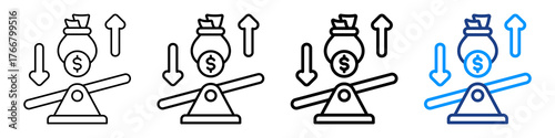 Variable Cost Icon Different Style Outline Collection Set.