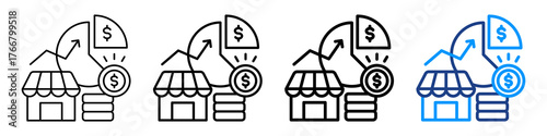 Market Share Icon Different Style Outline Collection Set.