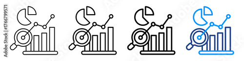 Trend Analysis Icon Different Style Outline Collection Set.