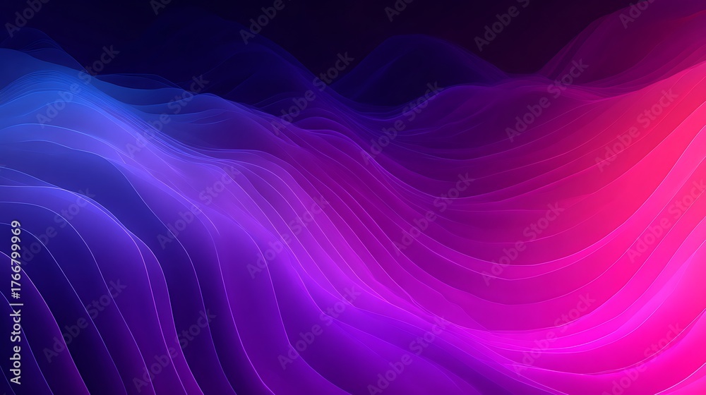 Obraz premium Abstract Gradient Waves Curves Blue Purple Pink Soft Glowing Visual Background