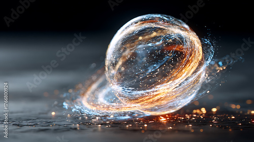 Abstract glowing energy sphere isolated on white background