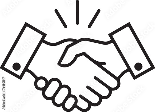 Hand shake logo icon transparent png. shaking hands in silhouette and outline styles. vector set
