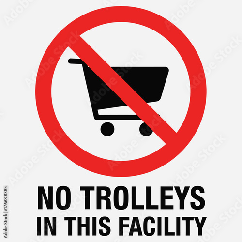 No Trolleys Sign Shopping Cart Prohibition Icon for Restricted Areas