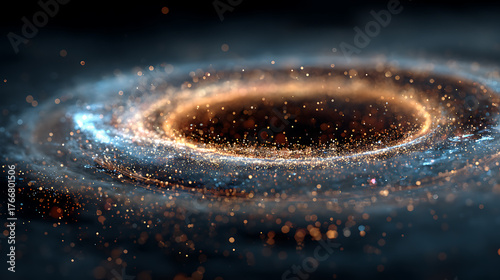 Cosmic black hole accretion disk isolated on white background