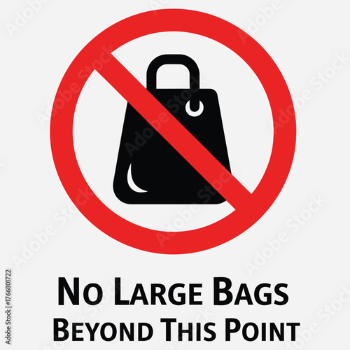No Large Bags Beyond This Point Sign Illustration