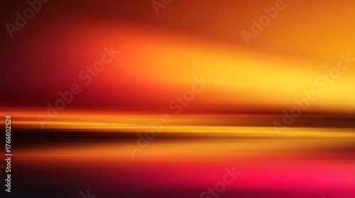 Abstract Background Horizon with Light Streaks, Gradient Red and Yellow Color