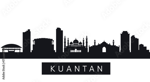 Kuantan skyline silhouette with iconic landmarks
