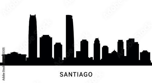 Santiago skyline silhouette: iconic cityscape of chile in black and white