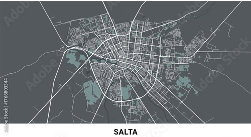 Detailed map of salta city with streets and landmarks