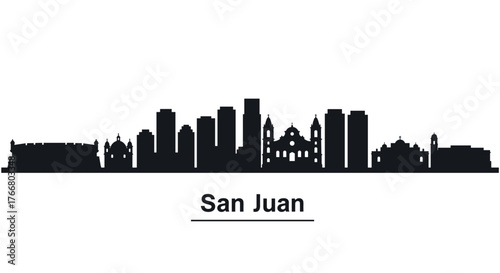 San juan cityscape silhouette: iconic skyline landmarks and architecture