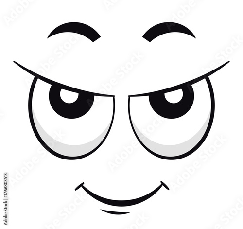 Cartoon face with mischievous smile vector illustration