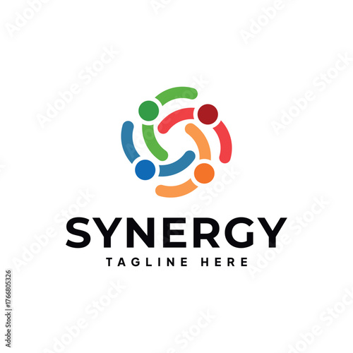 Synergy Logo Design - Colorful Teamwork and Unity Symbol Vector.