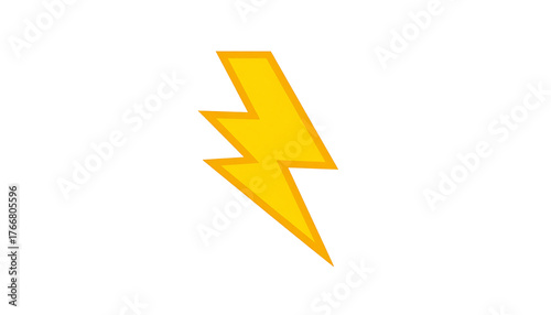 Yellow cartoon lightning bolt with a gold outline, angled down, against a black background