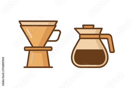 Pour over coffee brewing equipment set including dripper and glass carafe