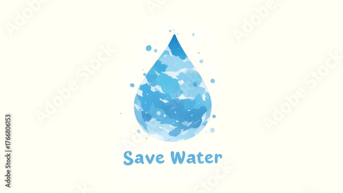 Save Water Drop Minimalist Poster