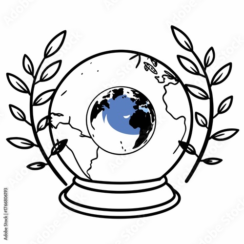 Vector illustration of a globe with floral elements depicting a green earth and environmental conservation concept