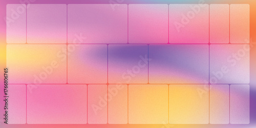 Liquid Glass Effect Bento Grid Template with Soft Gradient Colors and Modern Layout — Perfect for UI UX Design, Digital Art, Web Mockups, and Creative Background Projects
