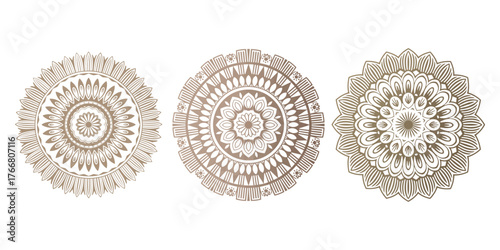 Collection of intricate mandala designs vector illustration on white background