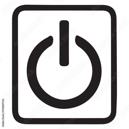 Modern Power On-Off Button Icon Vector - Universal Toggle Switch Symbol in Square Frame - UI Element for Technology, App, and Digital Interface