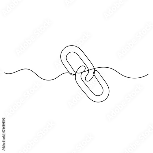 Chain link  icon   continuous one line drawing of outline vector illustration 
