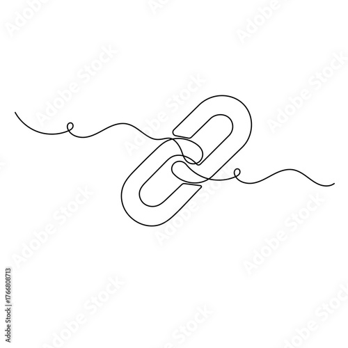 Chain link  icon   continuous one line drawing of outline vector illustration 