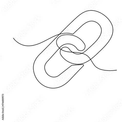 Chain link  icon   continuous one line drawing of outline vector illustration 