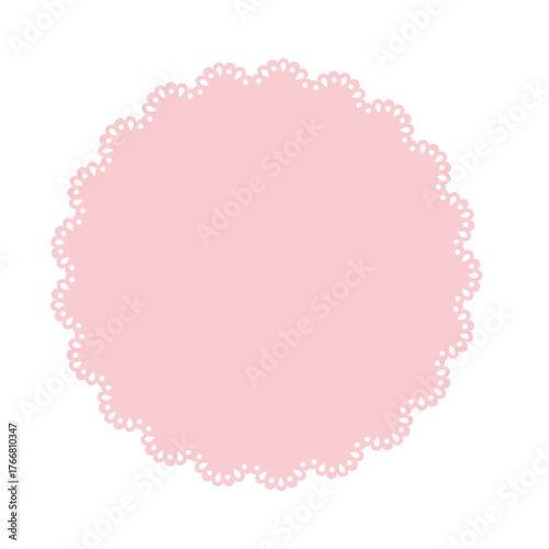 Simple pink lace frame, round tag, label
