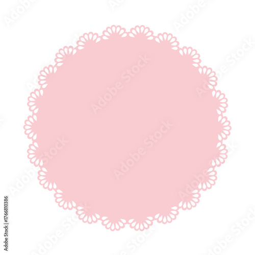 Simple pink lace frame, round tag, label