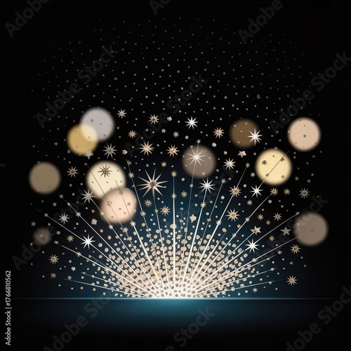 Sparkling fireworks bursting with bokeh lights festive celebration abstract explosion of glitter and glow
