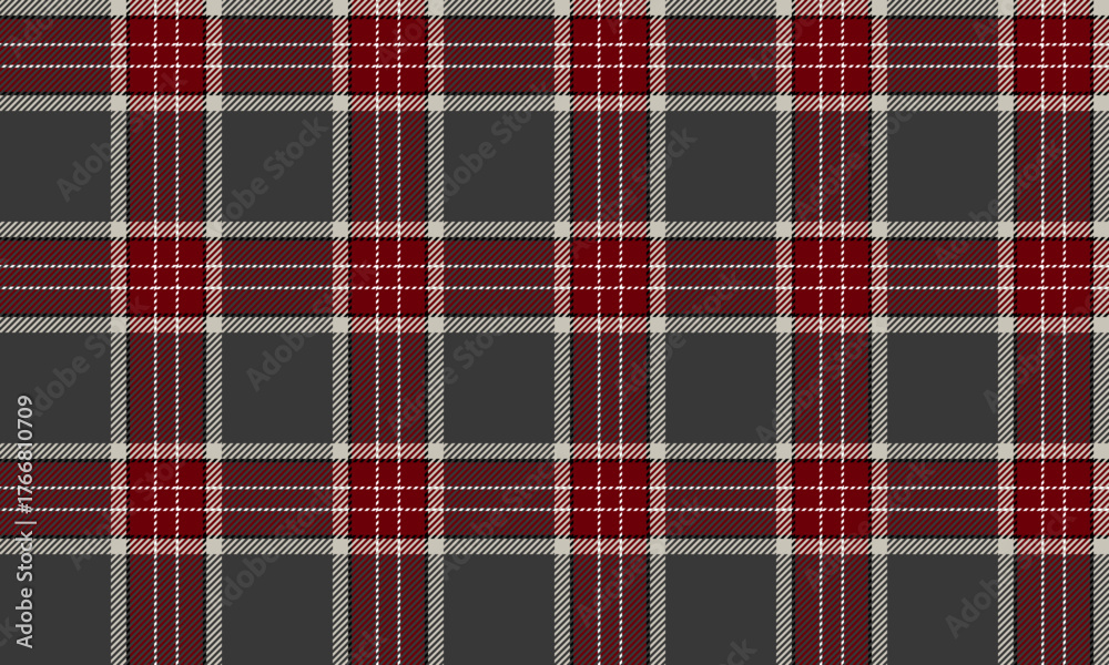 Obraz premium Seamless plaid pattern in dark grey, red, beige, and white for designing clothes, skirts, pants, dresses, and aprons that require a classy look.
