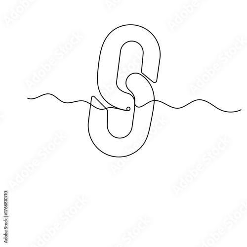 Chain link  icon   continuous one line drawing of outline vector illustration 