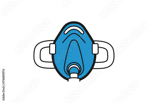 Oxygen mask icon in blue color on transparent background for medical use