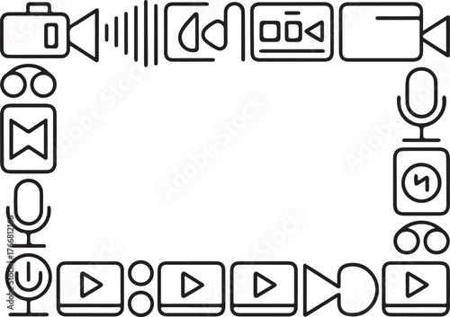 Creative multimedia icons frame content creation journey