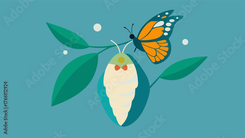A butterfly emerging from a co representing the transformative effects of attending CBT sessions and managing cognitive decline.. Vector illustration