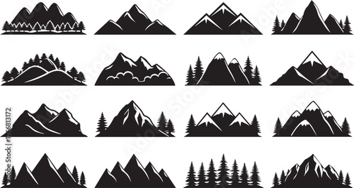 Collection of Mountain and Forest Silhouettes