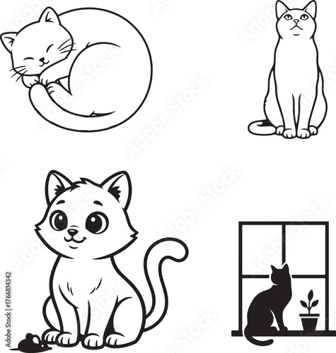 cat silhouette on white background