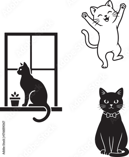 cat silhouette on white background