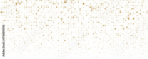 Gold falling down confetti background. Repeated golden dotted glitter pattern. Yellow, orange and golden dots wallpaper. Celebration Christmas, New Year or birthday party decoration backdrop. Vector